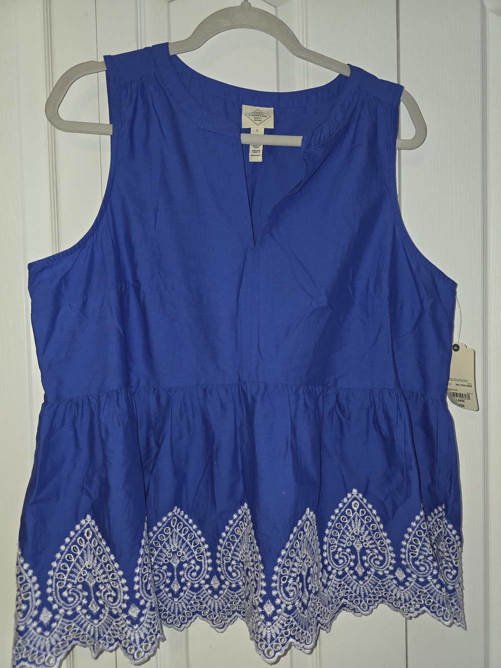Sleeveless Blue Embroidered Peplum Top